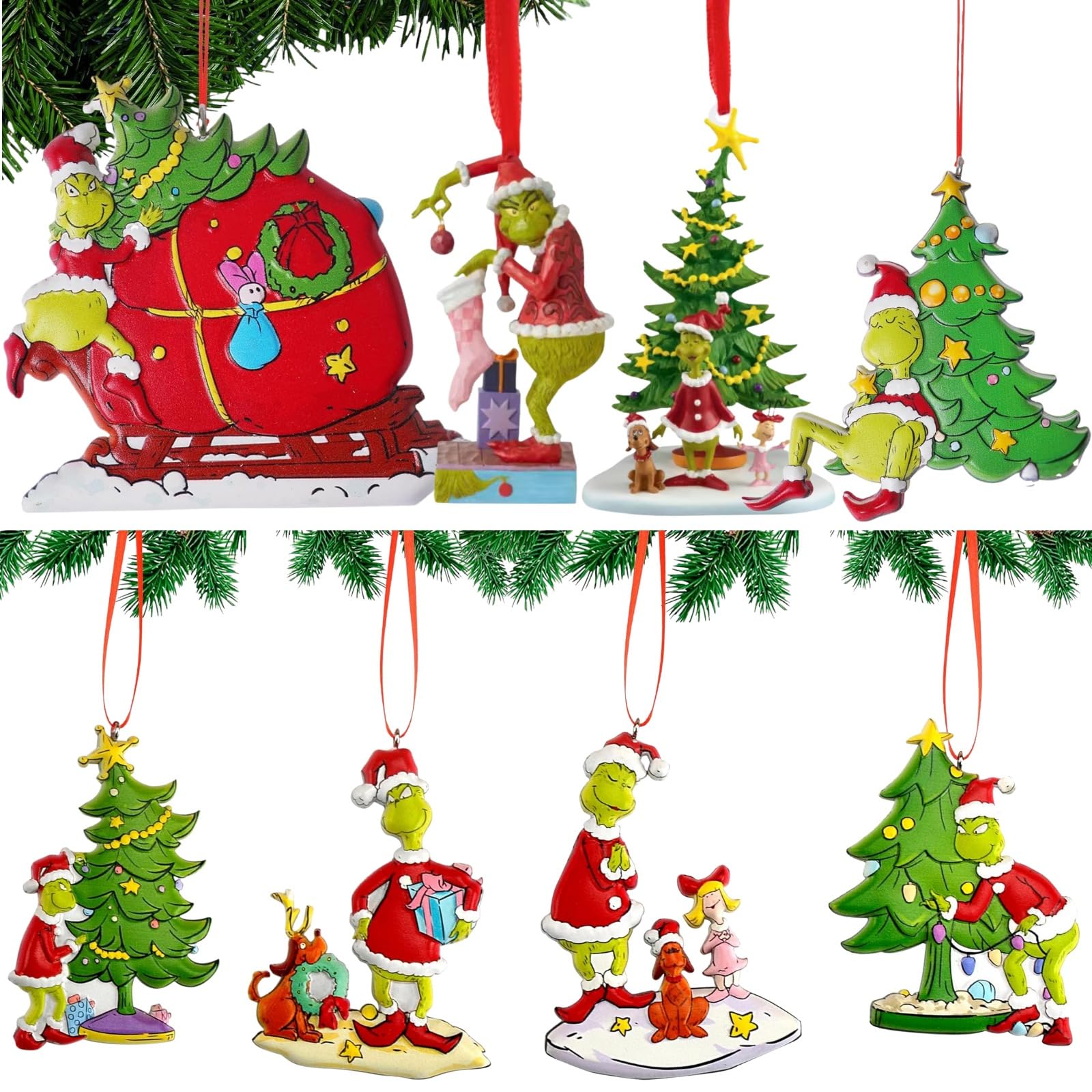 Photo 1 of 8 Pcs Christmas Tree Hanging Ornaments - How The Monster Stole Christmas Hanging Ornament Decorations, Funny Stole Christmas Tree Resin Pendant, for Home Party Holiday Decor