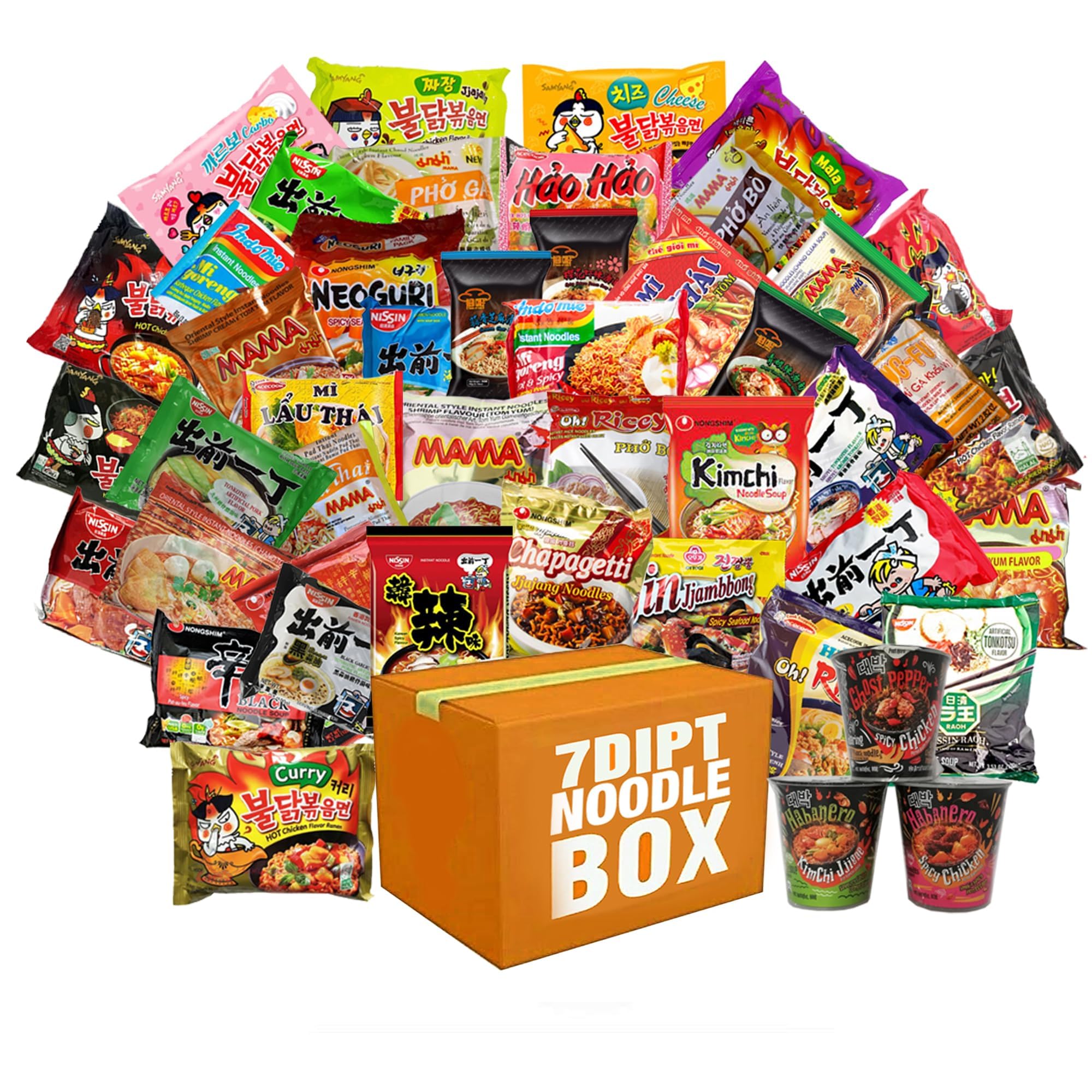 Assorted Ramen Variety Bundle. Instant Noodle Box includes Free Fortune Cookie & Free Chopsticks - Nong Shim, Nissin, Samyang, Mama, Acecook, Kung-Fu, Ottogi with Extra Mix Brands. (Spicy Cups, Bowls, Bags (10 pack))