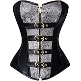 Charmian Women's Spiral Steel Boned Steampunk Gothic Bustier Corset with Chains