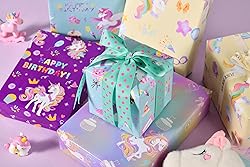 Titiweet Unicorn Wrapping Paper, 6 Large Sheets