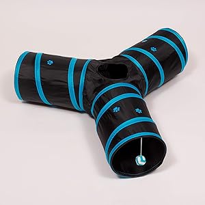 Prosper Pet Cat Tunnel - Collapsible 3 Way Play Toy - Tube Fun for Rabbits, Kittens, and Dogs