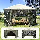 VEVOR Pop Up Gazebo Tent, Pop-Up Screen Tent 6 Sided Canopy Sun Shelter with 6 Removable Privacy Wind Cloths & Mesh Windows,
