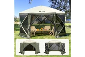 VEVOR 12x12ft Pop Up Gazebo Tent with Mosquito Netting, 6 Removable Wind Panels & 2 Mesh Windows, Outdoor Canopy Shelter for Patio, Army Green