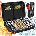 Battery Storage Organiser, ENSOBO Battery Storage Box Hard Case Holds 148 Various Types of Batteries (AA AAA C D 9V), Waterproof Fireproof Battery Organizer with Tester (Not Includes Batteries)