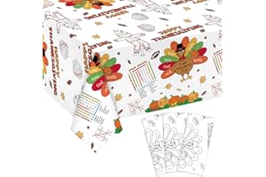 Sereliy 3 Piece Giant Thanksgiving Coloring Tablecloth Disposable for Kids,Fall Harvest Paper Coloring Table Cover with Turkey Pumkin for Children Crafts.