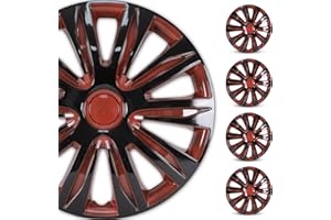 WOLFSTORM 4-Pack 15 Inches Wheel Rim Cover Hubcaps,Redesign Fashion Style Replacement Hubcaps,Car Truck SUV Hub Accessories, Black&Red&Lacquer