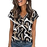 Zeagoo Women Silk Satin Tops Cap Short Sleeve Blouse V Neck Shirts Business Casual Outfits S-2XL