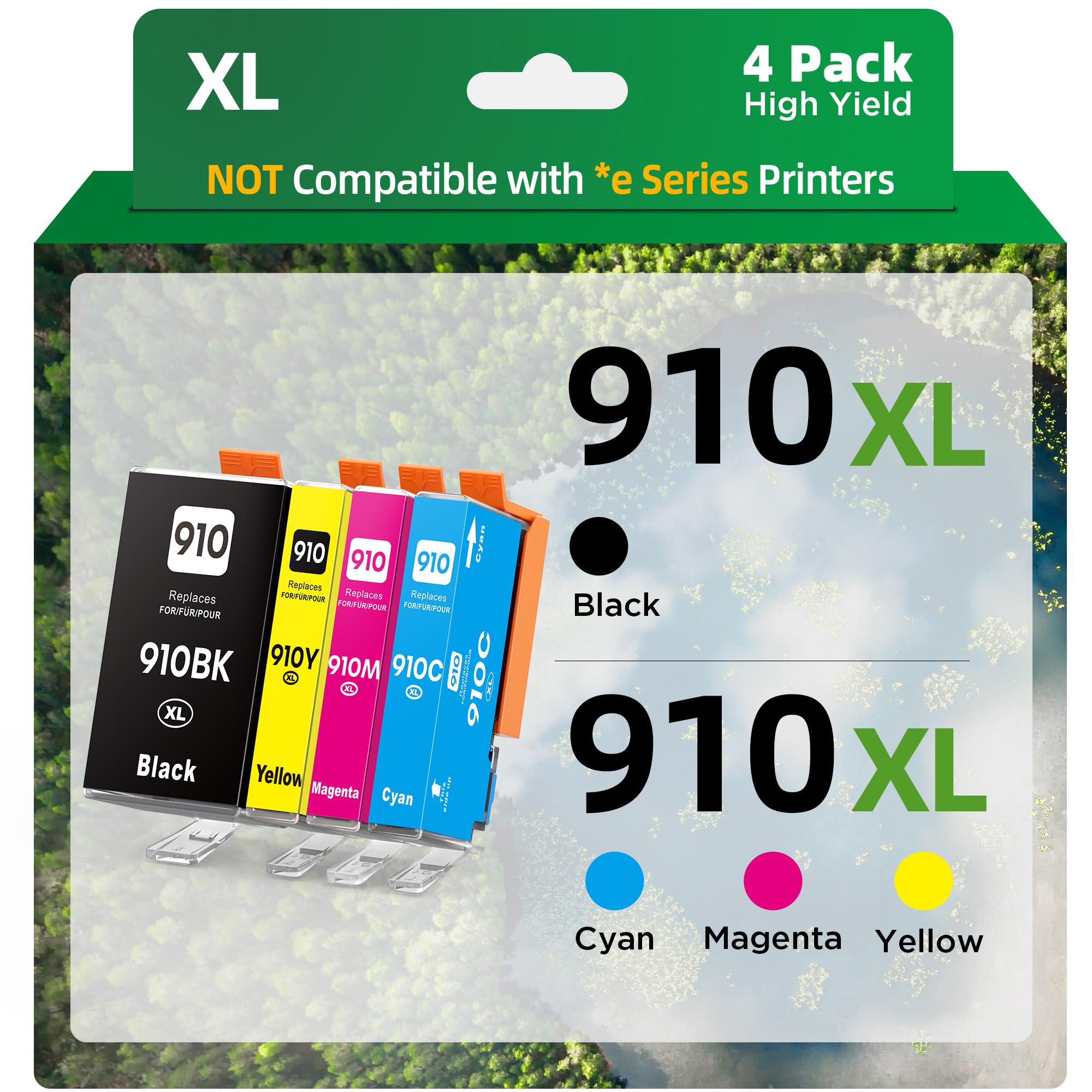 Photo 1 of belietop 910XL Ink Cartridges Combo Pack for HP 910 910XL Work for HP OfficeJet 8010 8015 8018 8022 OfficeJet Pro 8020 8025 8028 8035 Printer (4 Pack, B/C/Y/M)
