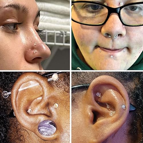 PiercingArt 36pcs Clear Piercing Retainers Bioflex Plastic Jewelry