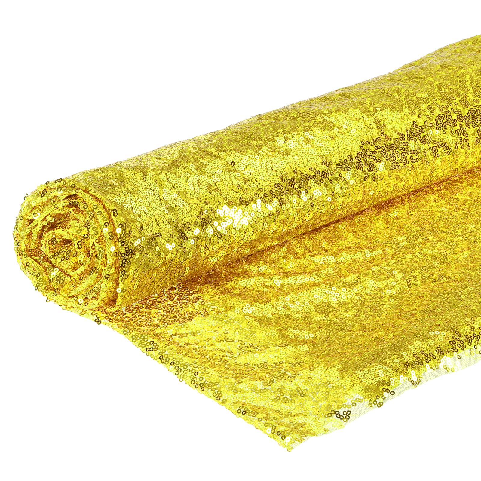 DMiotech 4 Yard Yellow Sequin Fabric Sparkly Iridescent Bling Mesh 5ft Width for DIY Sewing Tablecloth Backdrop Clothes Dress