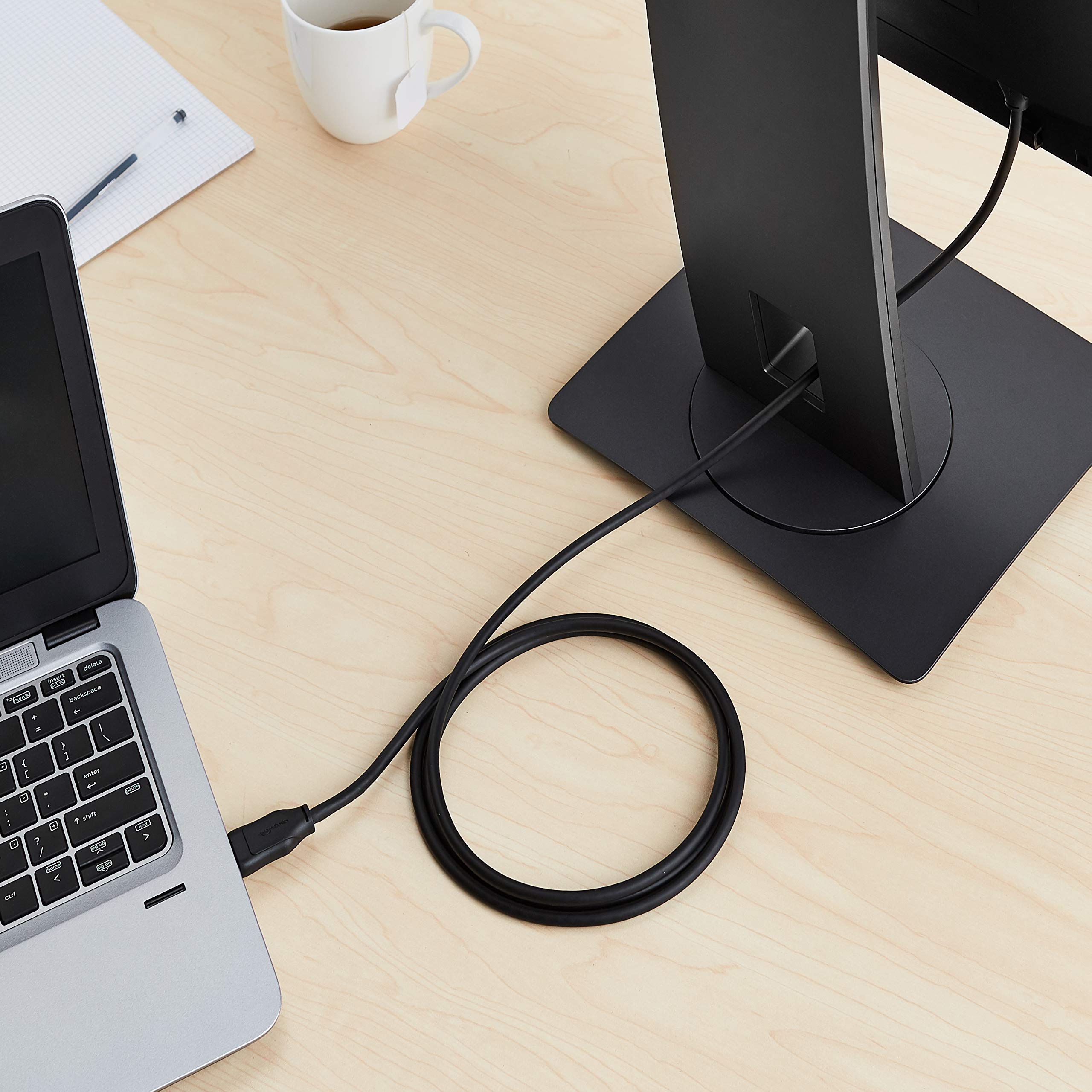 Amazon Basics DisplayPort 1.2 Cable, 21.6Gbps High-Speed, 4K@60Hz, 2K@165Hz, Gold-Plated Plugs, 6 Foot, Black