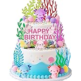 Axolotl Figurine Ocean Cake Topper Axolotl Cake Decorations Birthday Party Favors Under the Sea Cake Toppers Baby Shower Supplies