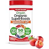 Orgain Organic Greens + 50 Superfoods Immunity Up! Powder, Honeycrisp Apple - Immune Support, Probiotics, Vitamin C, D & Zinc, Apple Cider Vinegar, Ashwagandha, Cordyceps & Reishi Mushrooms - 0.62lb