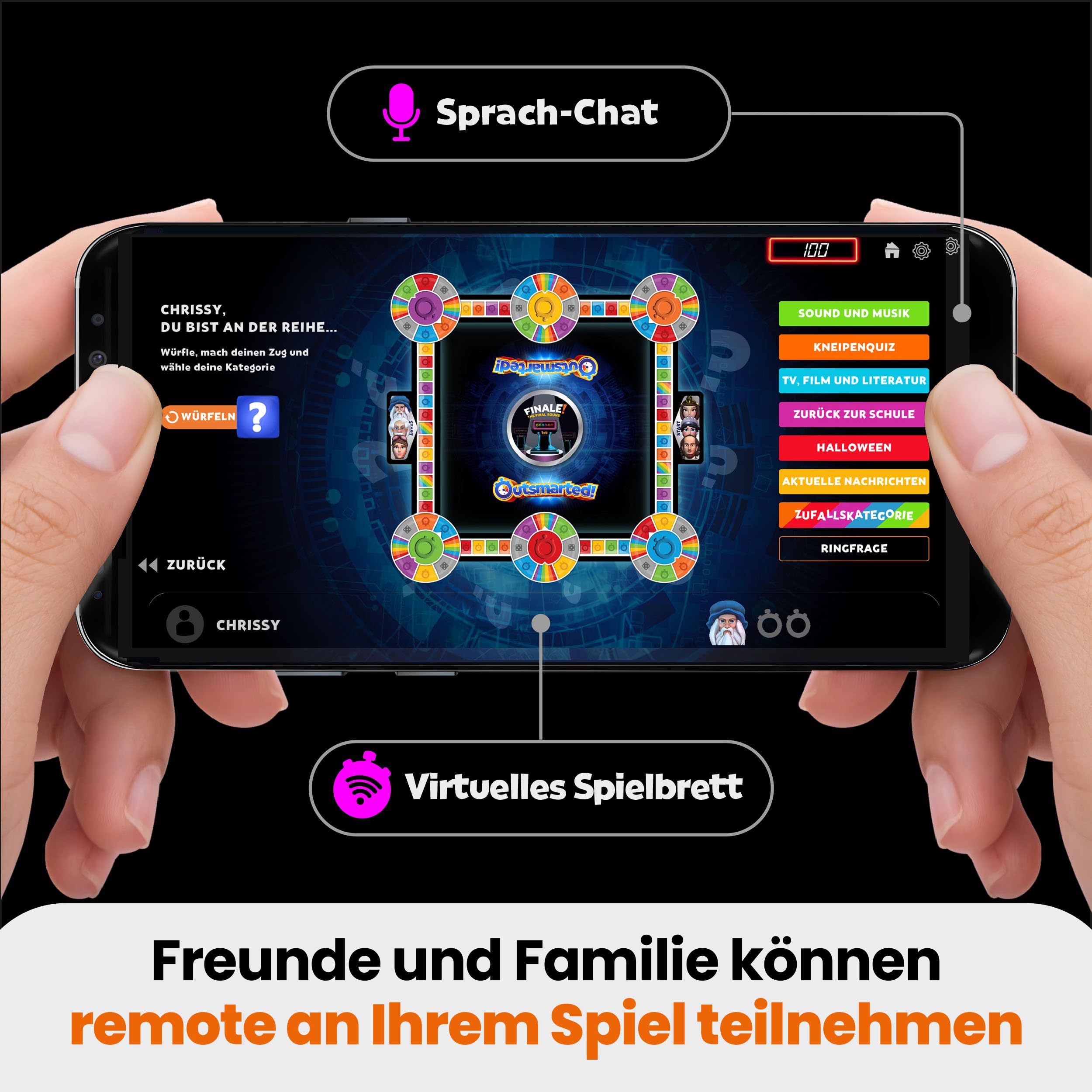 Outsmarted Ultimate – 10 spannende Zusatzkategorien | Kinder, Jugendliche und Erwachsene | Spielabend der nächsten Generation für Familie und Freunde | 2–24 Spieler | Ab 8 Jahren | Über 10.000 Fragen