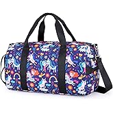 Dance Bag Girls Gymnastics Duffle Bag with Shoe Compartments, Unicorn Overnight Travel Sports Ballet Bag for Teens Weekender Sleepover Carry On (Green)