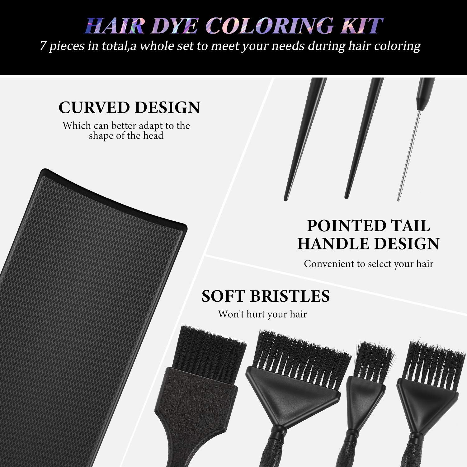 7 Pieces Hair Dye Coloring Kit, Includes 3 Highlighting Paddle Board Balayage Board and 4 Hair Dye Tinting Brush for Hair Coloring Bleaching Salon DIY Home Hair Dryers : Beauty