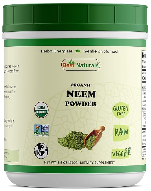 Best Naturals Certified Organic Neem Powder 8.5 OZ (240 Gram), NonGMO