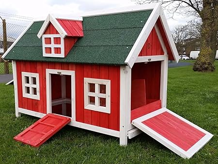 Hühnerstall Hühnerhaus COCOON HÜHNERSTALL HÜHNERHAUS IN ROT FÜR 3-4 HÜHNER INTERNEM SICHEREN NISTKASTEN UND VERSTELLBAREN HOH