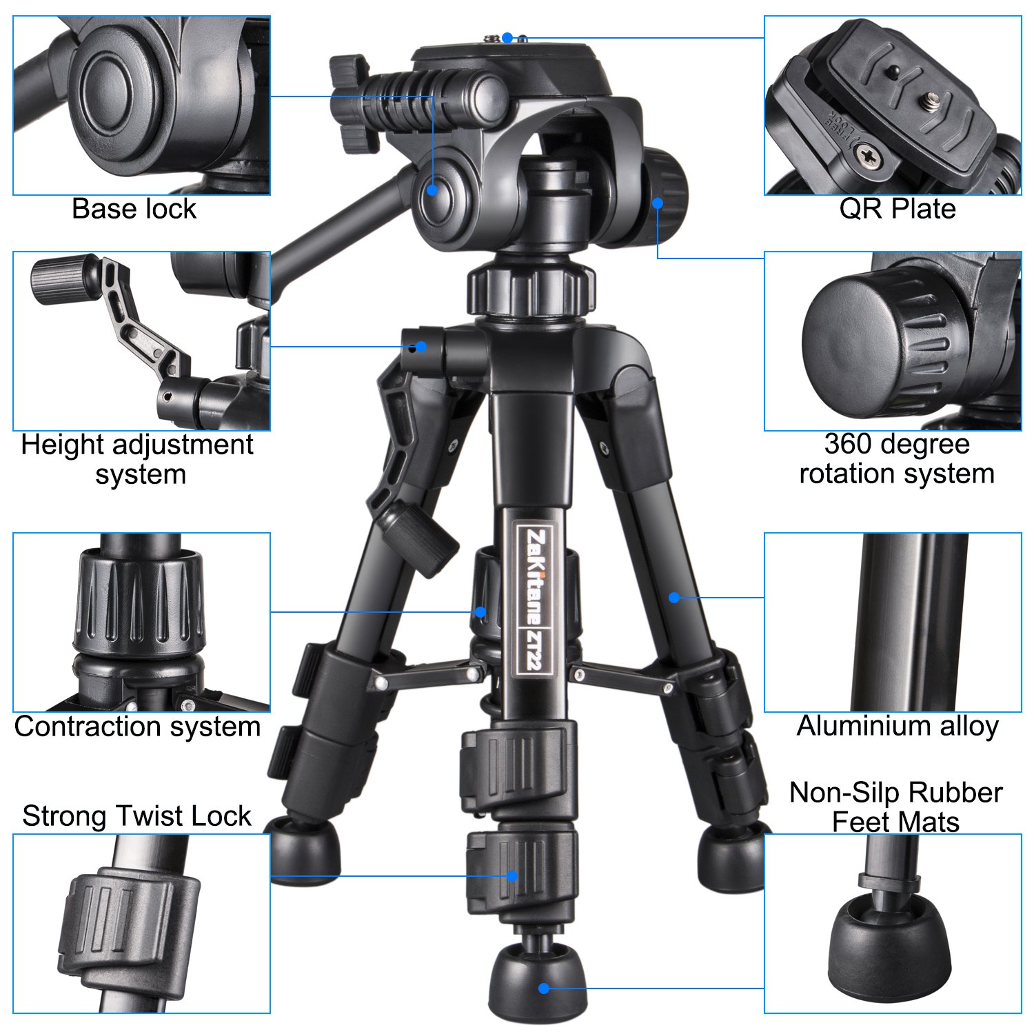 Mini Travel Tabletop Camera Tripod ZaKitane 22\