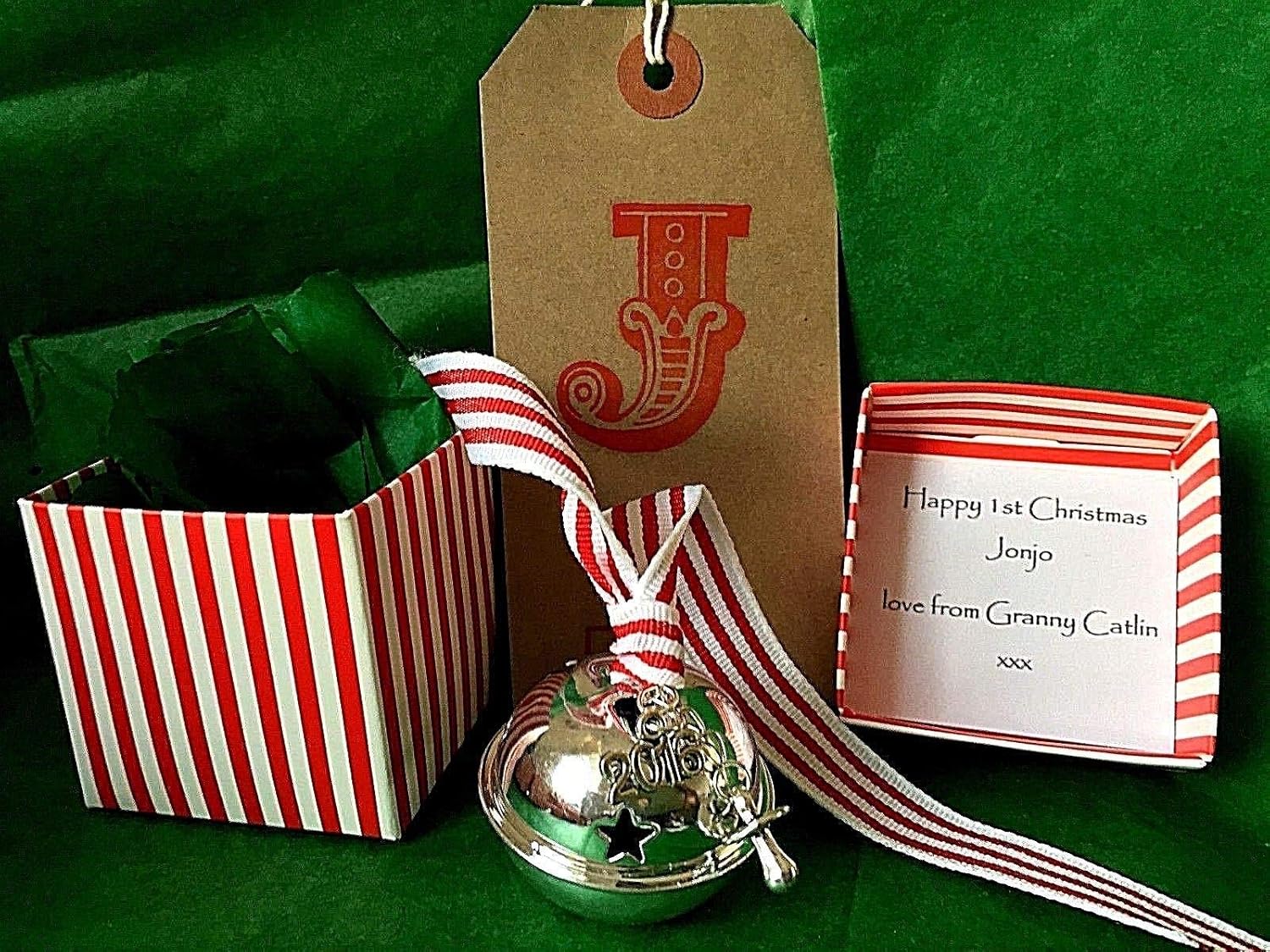 50mm bell BOX Personalised Baby's 1ST First Christmas 2019