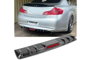 DREAMOTOR 34" Car Rear Bumper Lip with Brake Light, Universal Rear Diffuser Spoiler Compatible with Infiniti Ford Toyota Corolla Nissan Altima Dodge Charger SXT Chevy Camaro VW Acura (with LED Light)