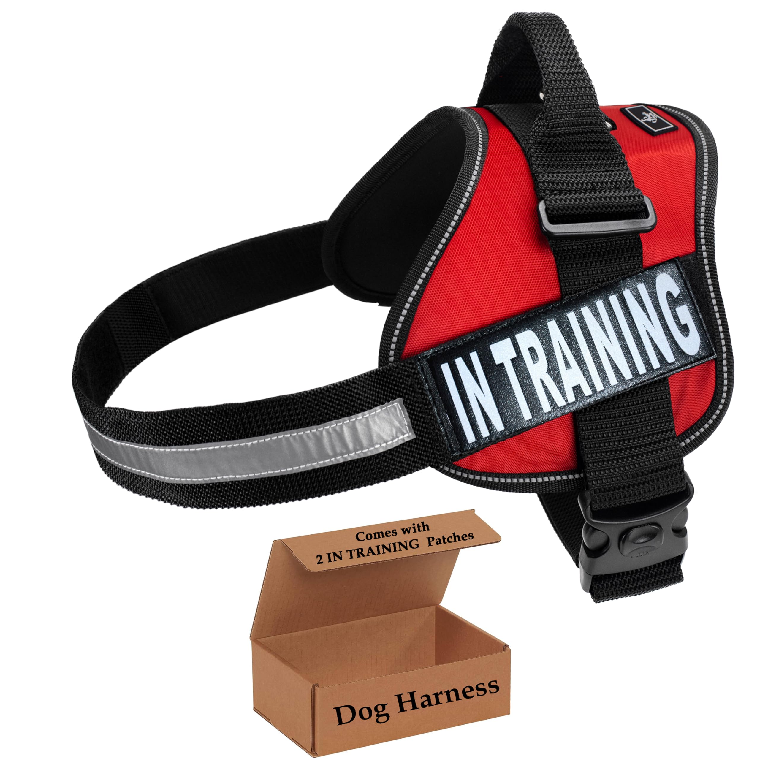 Service Dog Harness Vest Cool Comfort Nylon for Dogs Small Medium Large Girth, Purchase Comes with 2 in Training Reflective Patches. Please Measure Dog Before Ordering (Girth 30-42", Red)