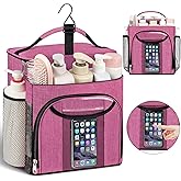 Attmu Mesh Shower Caddy Portable for Dorm College Essentials, Large Capacity Separate Compartment Hanging Toiletry Bag for College Student Camping Gym Travel Essentials (Pink)