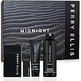 Perry Ellis Midnight 4-Piece Gift Set - Men Cologne Gift Set, Perfume, Sophisticated Fragrance Cologne Spray - 3.4 fl oz Eau de Toilette + .25 fl oz Travel Size, 6.8 oz Body Spray & 3 oz Shower Gel