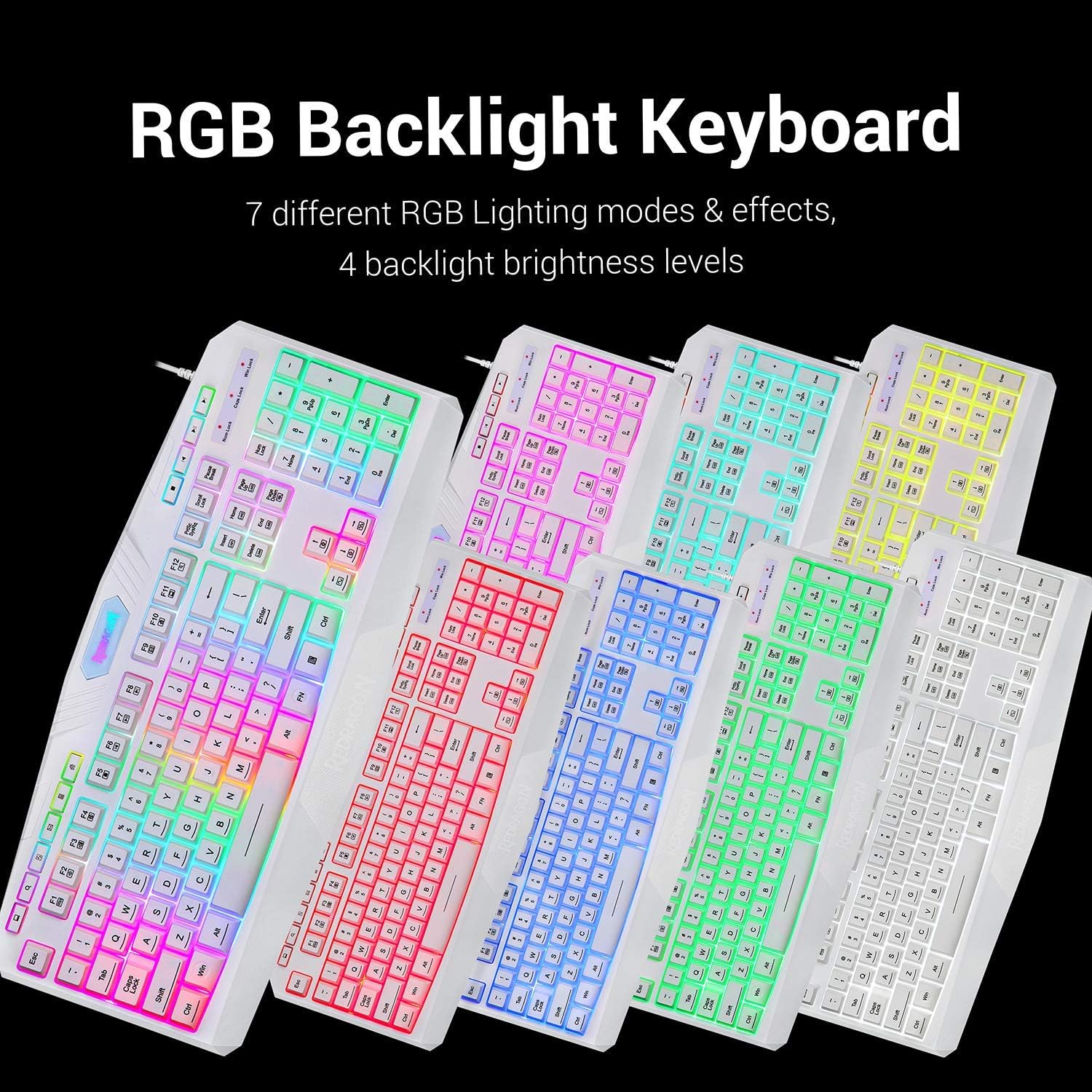 Redragon S101 Wired RGB Backlit Gaming Keyboard and Mouse, Gaming Mouse Pad, Gaming Headset Combo All in ONE PC Gamer Bundle for Windows PC – (White): Computers & Accessories