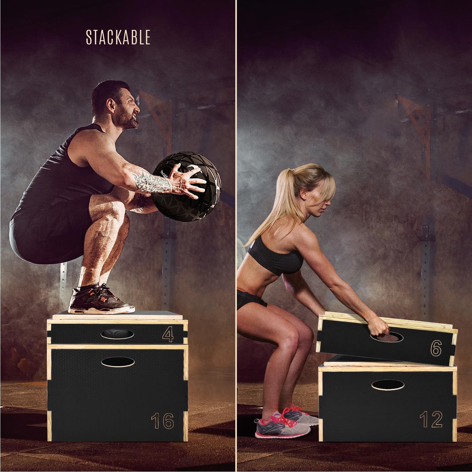 Yes4All 3 In 1 Wooden Plyo Box, Plyometric Box Platform For Jump Training, Jump Boxes For Home Gym Exercise And Outdoor Workout