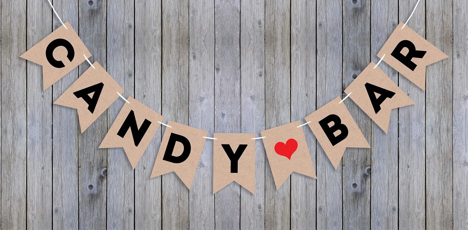 Inkdotpot Candy Bar Rutic Kraft Bunting Flag For Bridal Shower Birthday Party Supplies Pre Strung Photo Booth Props Sign Party Decoration - Image 5