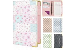 FIODAY Server Book, Server Books for Waitress with Zipper Pocket, Cute Waitress Book with Pen Holder, PU Leather Serving Books Fit Server Apron, Pink