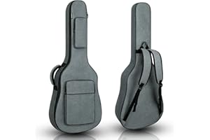 MUZNOTE Acoustic Guitar Case, Gig Bag for 39 40 41Inch Acoustic Guitar Bag 12mm Thick Padding Waterproof Soft Guitar Case with Neck Strap Back, Back Hanger Loop, Grey