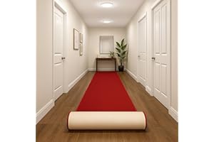 KAPAQUA Custom Size RED Solid Plain Rubber Backed Non-Slip Hallway Stair Runner Rug Carpet 22 inch Wide Choose Your Length 22in X 6ft