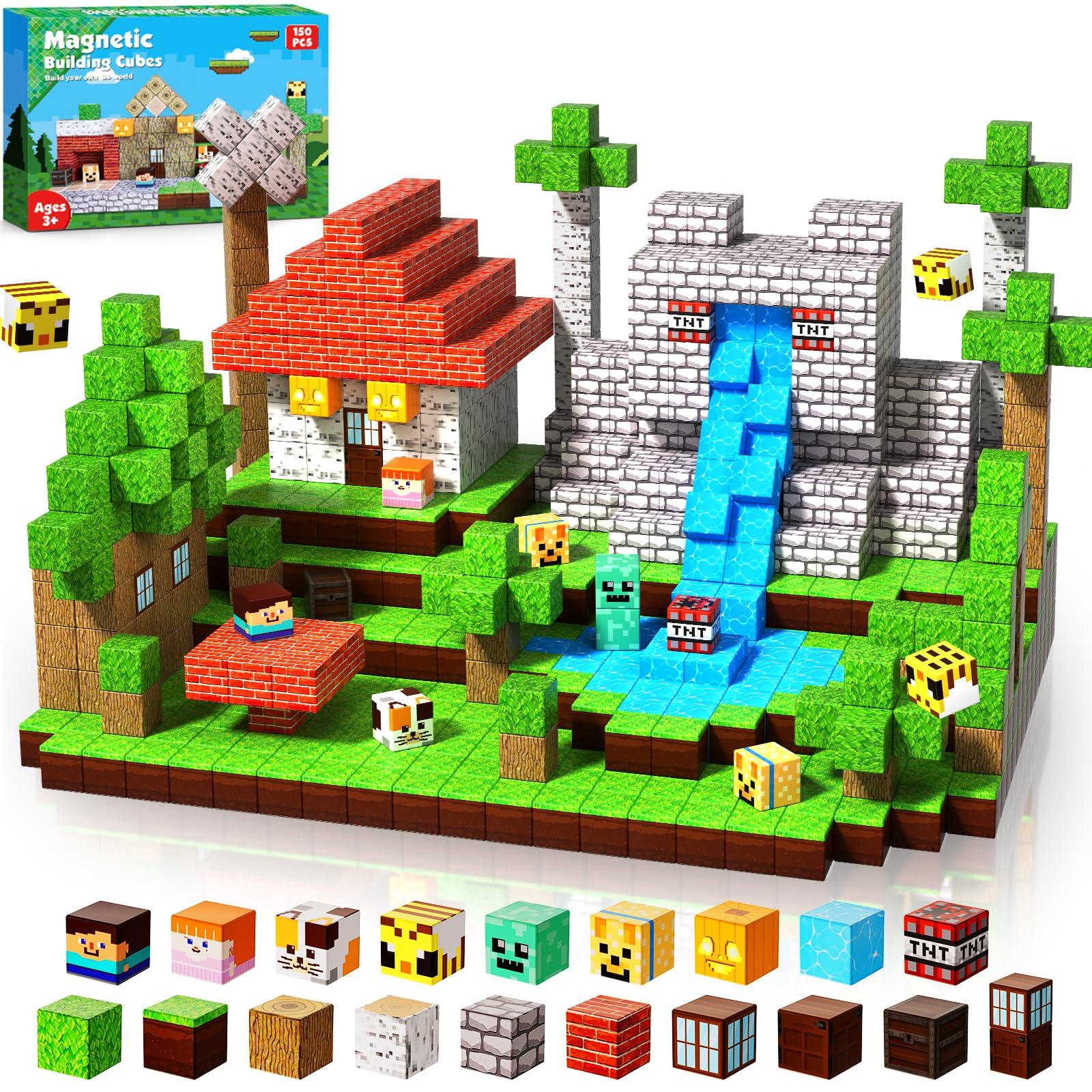 GraceDuck Magnetic Blocks - 150 PCS Build Magnetic Windmill Falls Homes - Magnetics Toys for Montessori Toddler Christmas Birthday Gifts - STEM Sensory Toys for 3 4 5 6 7 8 9 10 Year Old Boys & Girls Image GraceDuck Magnetic Blocks - 150 PCS Build Magnetic Windmill Falls Homes - Magnetics Toys for Montessori Toddler Christmas Birthday Gifts - STEM Sensory Toys for 3 4 5 6 7 8 9 10 Year Old Boys & Girls Image