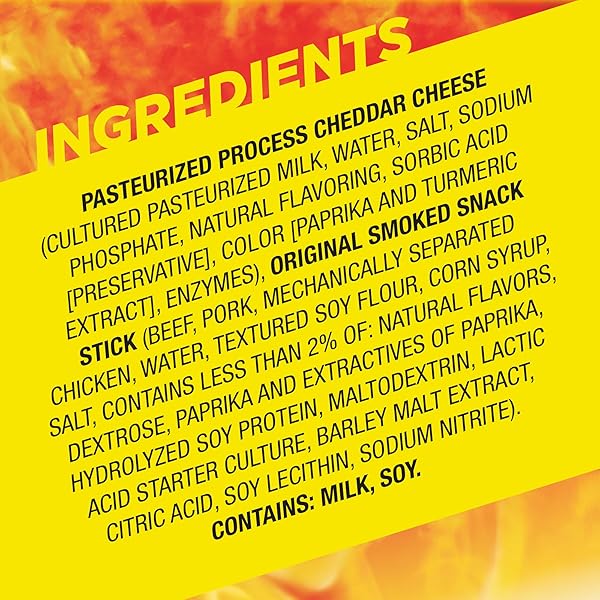 SLIM JIM BEEF ‘N CHEESE SMOKED MEAT STICKS, ORIGINAL FLAVOR, 7G PROTEIN PER SERVING, CAMPING SNACK, 1.15 OZ. (14 COUNT)