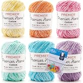 Premier Home Cotton Yarn 6-Pack Bundle with Bella's Crafts Stitch Markers (Splash Mix)