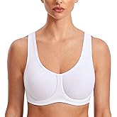 SYROKAN Women's Max Control Underwire Sports Bra High Impact Plus Size with Adjustable Straps Unlined Bra