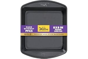 Wilton Gold Premium Non-Stick Warp-Resistant Bakeware, Made Without PFAs, Square Pan, 8 x 8 x 2 in, Packaging May Vary