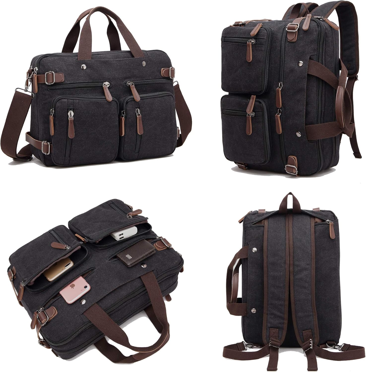 Yamaz Laptop Business Briefcase 17 Inch Multi-Functional Computer Messenger Bag Durable Waterproof Large Capacity for A Laptop Bag and Travel Bag Ideal for Work or Hiking Trips. (black)