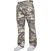 Kruze Mens Combat Cargo Trousers Camouflage Green Camo Summer Pants All Waist (36W / 30L, Beige)