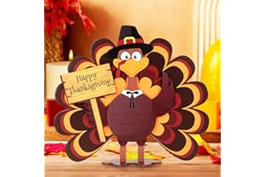 COCHIE Wooden Turkey Thanksgiving Decorations Indoor, Thanksgiving Table Decor, Farmhouse Fall Decorations for Home Office Party Shelf, Vintage Fall Tabletop Centerpiece Decoration (Turkey B)