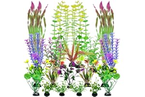 EDGCTYU Aquarium Plants, Colorful Artificial Fish Tank Decorations Decor Plastic Plants Pack of 20，Small to Large