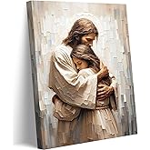 XXG Jesus Hugging Woman Canvas Wall Art Jesus And Woman Safe In His Arms Wall Decor Pictures Modern Christian Healing Embrace Print Poster for Bedroom Living Room Church Home Decoration Ready To Hang