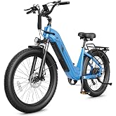 Hopepeak C30 Electric Bike for Adults,1800W Peak Motor,24" Fat Tire Ebike with Removable 48V 15.6Ah 748.8Wh Built-in Battery 75Miles Max Rang,7-Speed,Step-Through Frame,Adults Electric Bicycle