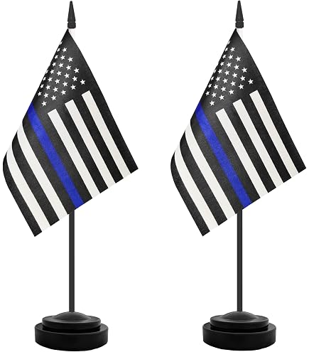 TSMD 2 Packungen 'Thin Blue Line' Flaggenbanner – Amerikanische Polizeiflaggen An Schnur, 18m Mit 40 Flaggen, Wetterfest