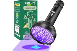 ESCO LITE Blacklight Flashlight 128 LED UV Flashlight, Upgraded Bright 395nm Handheld Ultraviolet Light for Pet Urine Detection, Scorpion Hunting