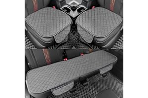 surpassme Car Seat Covers Universal Seat Covers for Car Accessories with Storage Pockets, Car Front Seat Covers and Rear Bench Coverfor Automotive, SUV, Truck, and Van(Grey)