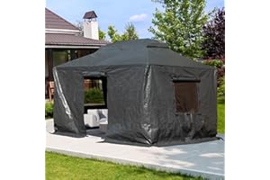 SHPAI 12 x 14FT Outdoor Gazebo Cover for Hardtop Gazebos, Universal Winter Gazebos Cover with Sidewalls and Mesh Windows, All-Season Used -Grey (Gazebo Not Included)