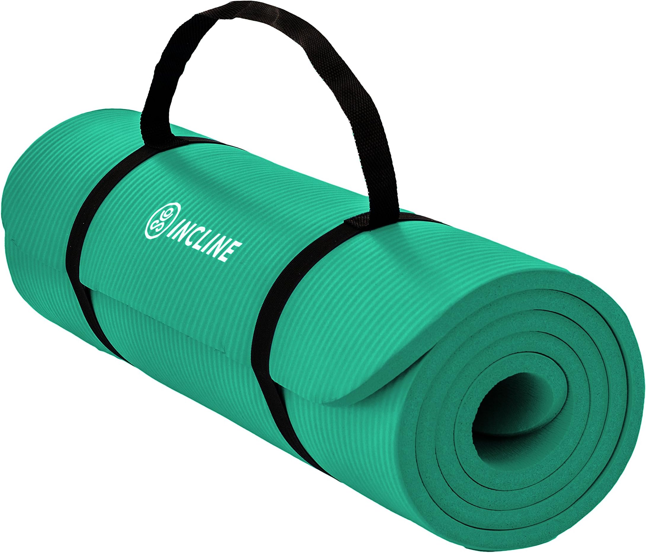 Incline Fit Extra Thick Exercise Mat w/ Carrying Strap - Non Slip & Comfortable Workout Mat For Yoga, Pilates, Stretching, Meditation, Floor & Fitness Exercises